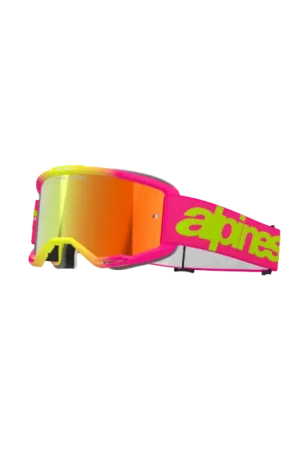 Alpinestars Vision 5 Wordmark Crossbril Roze / Fluor Geel (Lens: Spiegel Rood) Voordeelprijs