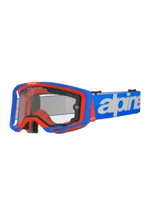Laatste Versie Alpinestars Vision 8 Wordmark Crossbril Blauw / Oranje (Lens: Dual Pane Helder)