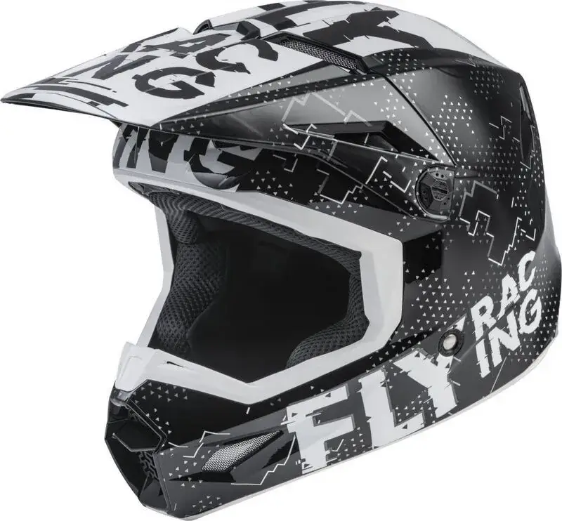 Favoriet Fly Racing 2024 Kinetic Scan jeugd Crosshelm Zwart / Wit