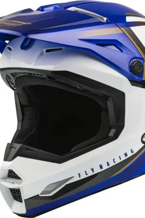 Fly Racing 2024 Kinetic Vision Crosshelm Wit / Blauw Tijdelijk Beschikbaar