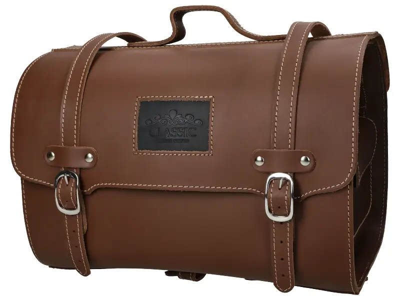 Topkoffer bruin leer custom (O.a. Retro scooter) Voordeelprijs