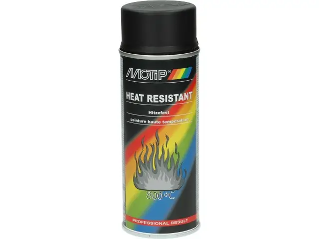 Flitsaanbieding Hittebestendige Motip lak 800°C mat zwart 400ml