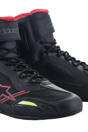Alpinestars Faster-3 Rideknit Zwart Rood Geel Fluo Motorschoenen Beperkt Aanbod