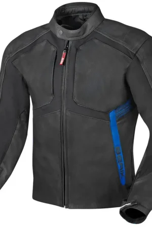 Beperkt Aanbod Berik Flexius Zwart Blauw Leren Motorjas