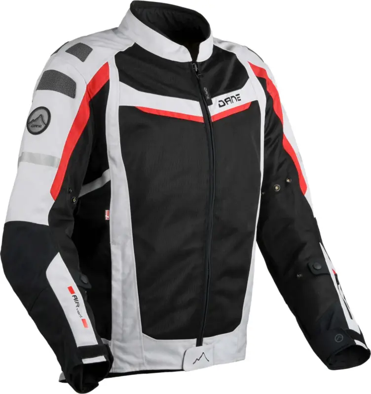 Koop Online DANE Solskin Mesh Zwart Grijs Rode Textiele Motorjas