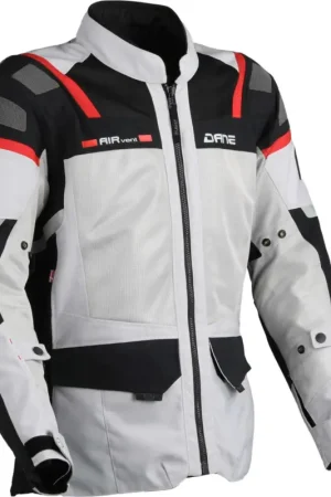 DANE Sundby 2 Mesh Lichtgrijs Rode Textiele Motorjas Fabrieksprijs