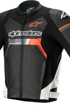 Veilige Betaling Alpinestars GP Force Motorjas Leather Black/White/Red Fluo 1231